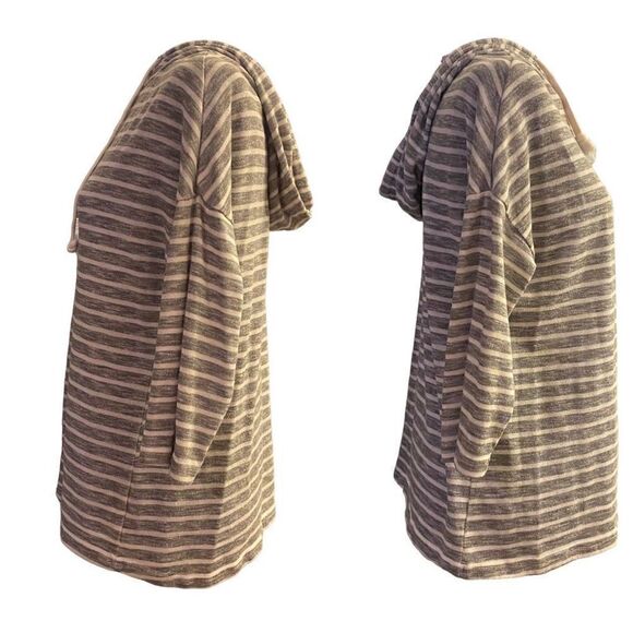 Entro Blueish Gray and White Lightweight Hoodie Top 3/4 Sleeves Sz M - Picture 3 of 13